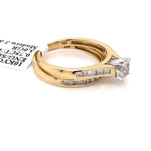 10k Yellow Gold 0.75 CT Diamond Engagement Ring Set