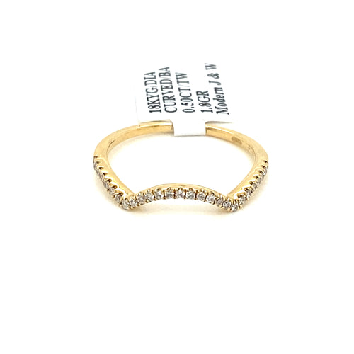 18k Yellow Gold 0.50 CT Diamond Curved Ladies Band
