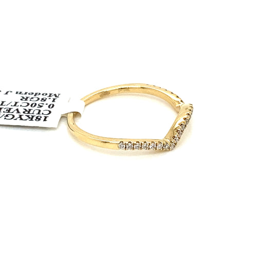 18k Yellow Gold 0.50 CT Diamond Curved Ladies Band