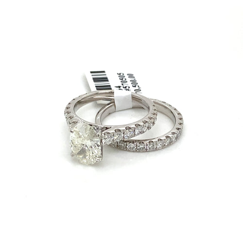 18k White Gold 3.75 CT Oval Cut Diamond Engagement Ring Set