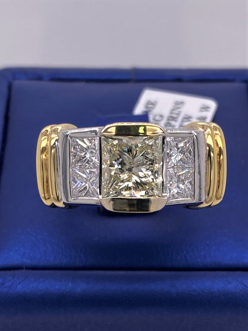 18k Two Tone Gold 4.00 CT Diamond Men's Ring