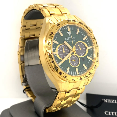 Citizen Carson Green Dial Gold Plated Seel 43mm Watch, CA4542-59X