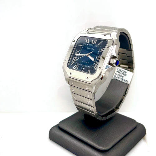 Cartier De Santos Cartier Steel & Blue Dial 39.8mm Watch, WSSA0030
