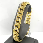 18K Yellow Gold 3.50 CT Diamond Miami Cuban Mens Bracelet