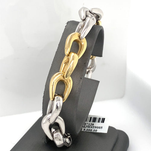 14K Two Tone Gold Fancy Link Bracelet