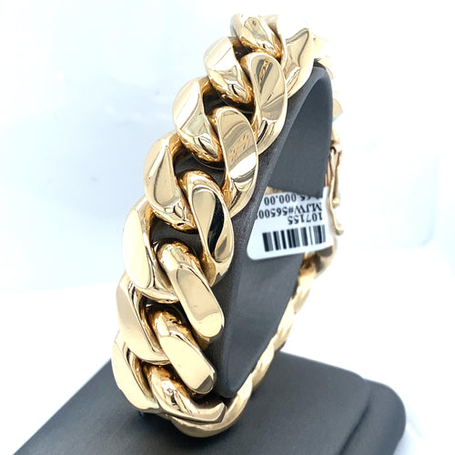 14k Yellow Gold Miami Cuban Link Men's Bracelet, S107155