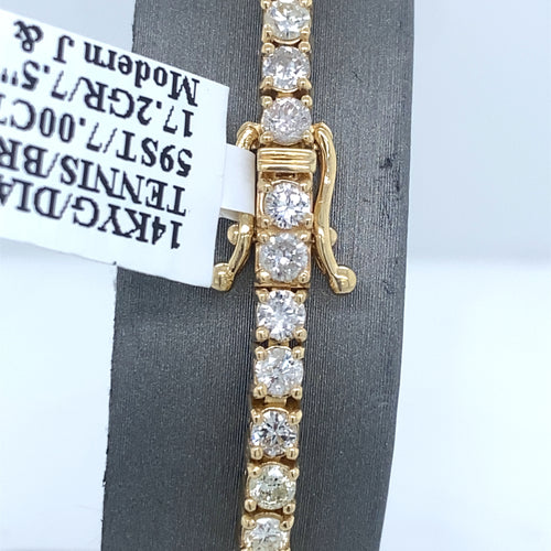 14k Yellow Gold 7.00 CT Diamond Tennis Bracelet