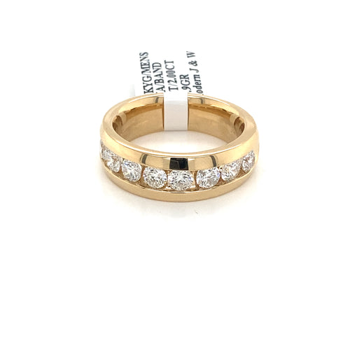 14k Yellow Gold 2.00 CT Diamond Men's Wedding Band