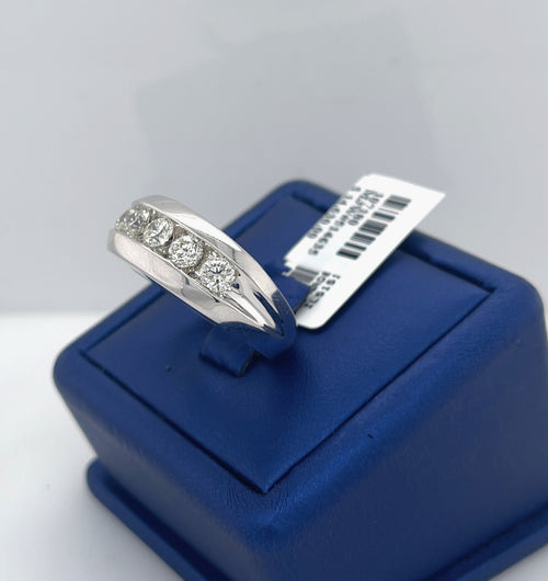 14k White Gold 1.75 CT Round Cut Diamond Men's Band