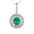 Platinum & 14k White Gold 4.25 CT Colombian Emerald & Diamond Fancy Pendant