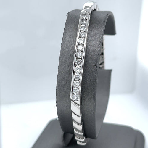14k White Gold Men's Diamond Bracelet, S107208
