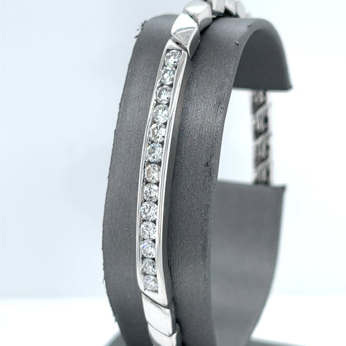 14k White Gold Men's Diamond Bracelet, S107208