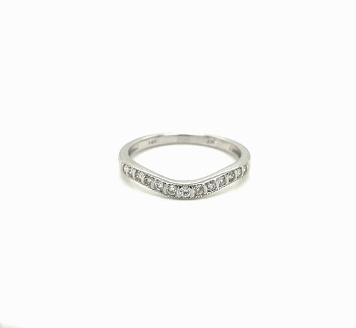 14K White Gold 0.35 CT Diamond Ladies Curve Band