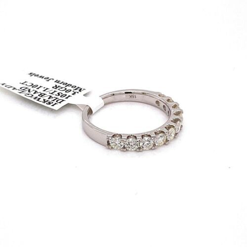 18k White Gold 1.10 CT Diamond Shared Prong Wedding Band, 3gm Size 6.25