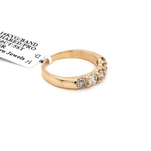 14k Yellow Gold 1.10 CT Diamond Shared Prong Band, 3.1g, Size 7,
