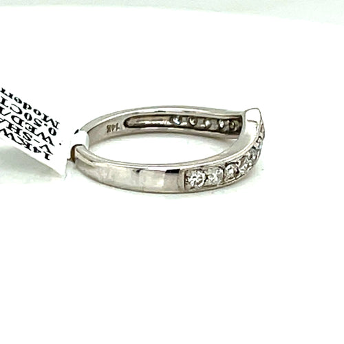 14k White Gold 0.50 CT Diamond V Shaped Wedding Band, 2.8gm Size 7