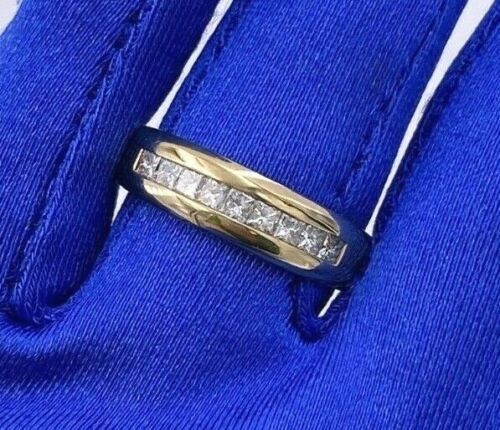 14k Yellow Gold 0.75 Princess Cut Diamond Men's Band, 4.4gm, Size 10