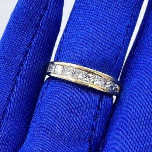 14k Yellow Gold 1.00 CT Princess Cut Diamond Ladies Wedding Band, 4 g