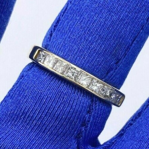 14k Yellow Gold 1.00 CT Princess Cut Diamond Ladies Wedding Band, 3.6gm