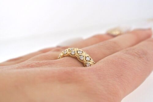 Fancy 14k Yellow Gold 0.75 CT Diamond Ladies Wedding Band, 3gm