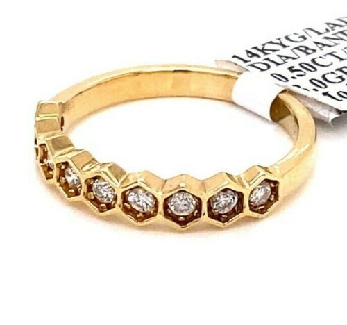 Fancy 14k Yellow Gold 0.50 CT Diamond Wedding Band, 3 g, Size 7,