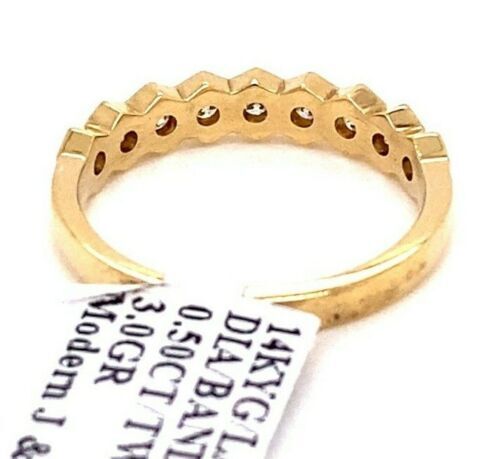Fancy 14k Yellow Gold 0.50 CT Diamond Wedding Band, 3 g, Size 7,