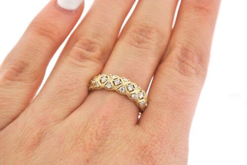 Fancy 14k Yellow Gold 0.75 CT Diamond Ladies Wedding Band, 3gm