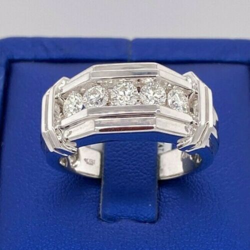14k White Gold Men's 1.25 CT Diamond Band, 13gm, Size 10.5
