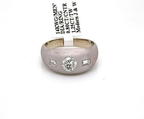 14k White Gold 1.25 CT Diamond Men's Ring, 10.3gm, Size 10.25