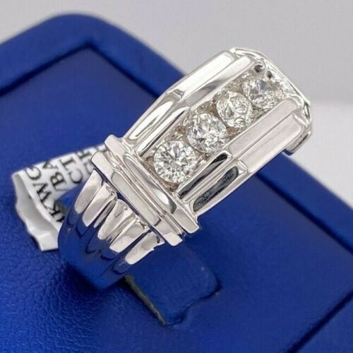 14k White Gold Men's 1.25 CT Diamond Band, 13gm, Size 10.5