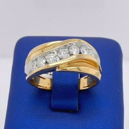 14k Two Tone Gold 1.00 CT Diamond Men's Fancy Band, 8.7gm, Size 10