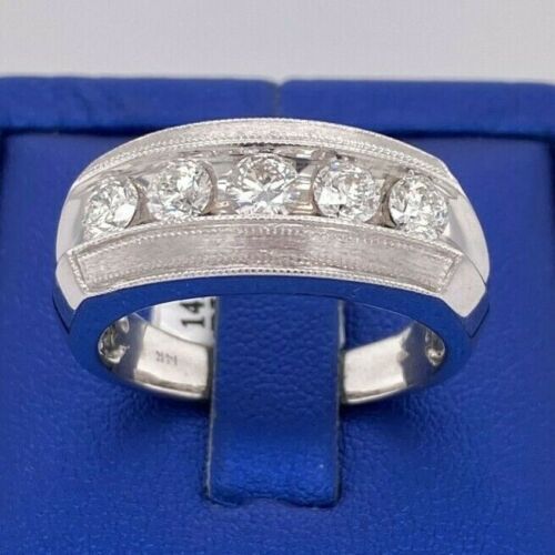 14k White Gold 2.00 CT Diamond Men's Band, 11.8gm, Size 12,