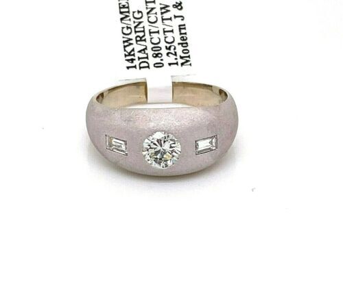14k White Gold 1.25 CT Diamond Men's Ring, 10.3gm, Size 10.25