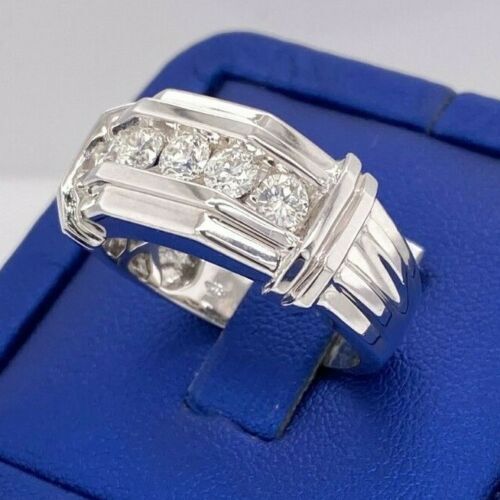 14k White Gold Men's 1.25 CT Diamond Band, 13gm, Size 10.5