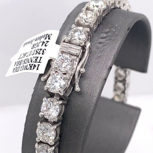 14k White Gold 17.60 CT Diamond Tennis Bracelet, 24.2g, 7"