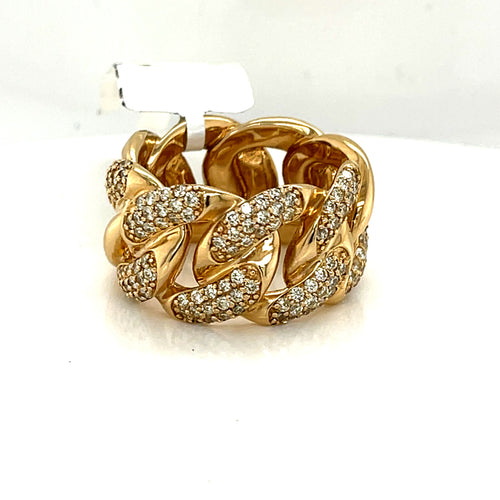 14k Yellow Gold 2.00 CT Wide Miami Cuban Ring, 24.6g, Size 10.75, S107243