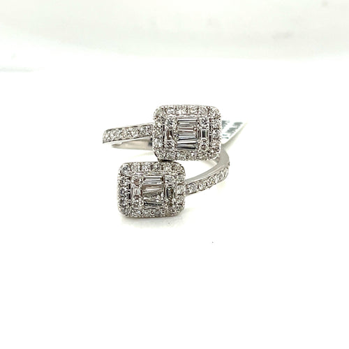 14k White Gold 1.50 CT Ladies Diamond Bypass Ring, 4.2gm, Size 7