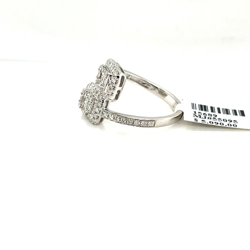 14k White Gold 1.50 CT Ladies Diamond Bypass Ring, 4.2gm, Size 7