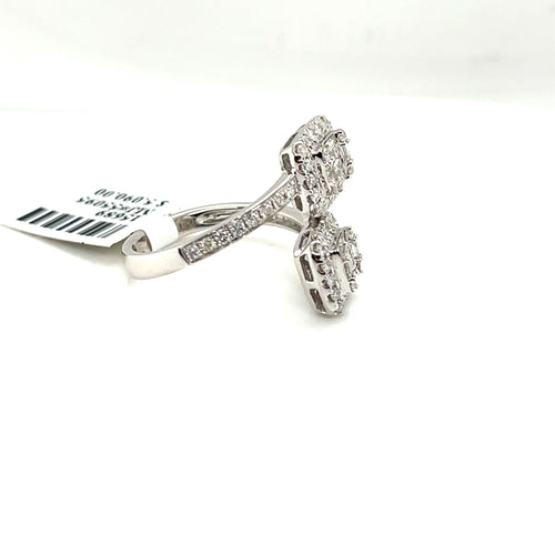 14k White Gold 1.50 CT Ladies Diamond Bypass Ring, 4.2gm, Size 7