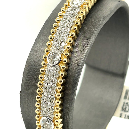 14k Yellow Gold 2.25CT Diamond Ladies Bangle Bracelet, 16.3gm, S15685