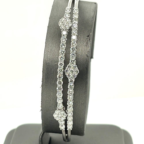 14k White Gold 2.25 Ct Diamond Ladies Bangle Bracelet, 11.6g