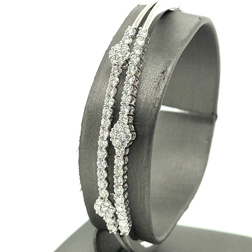 14k White Gold 2.25 Ct Diamond Ladies Bangle Bracelet, 11.6g
