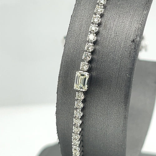 14k White Gold 3.25 CT Diamond Tennis Ladies Bracelet, 7.2g, 7.25"