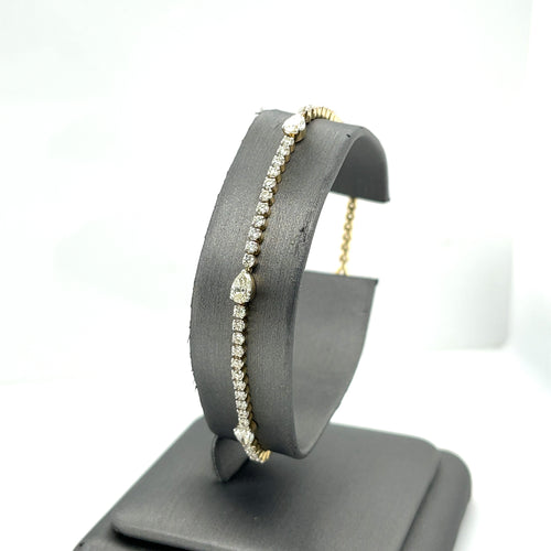 14k Yellow Gold 3.00 CT Diamond Tennis Ladies Bracelet, 6.6g, 7"