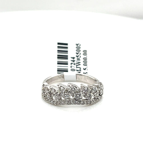 14k White Gold 1.00 CT Diamond V Shaped  Band, 3.7gm Size 6