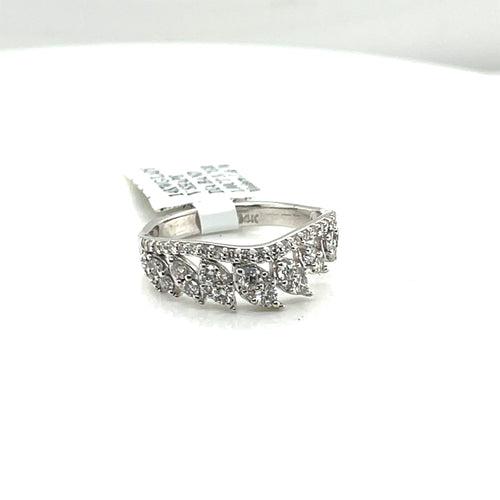14k White Gold 1.00 CT Diamond V Shaped  Band, 3.7gm Size 6