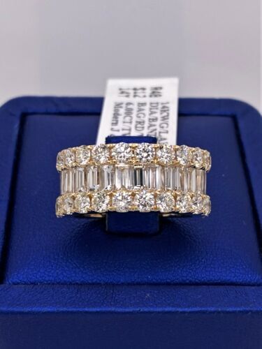 14k Yellow Gold 6.00 CT Diamond Ladies Wide Band, 9.4g, Size 7