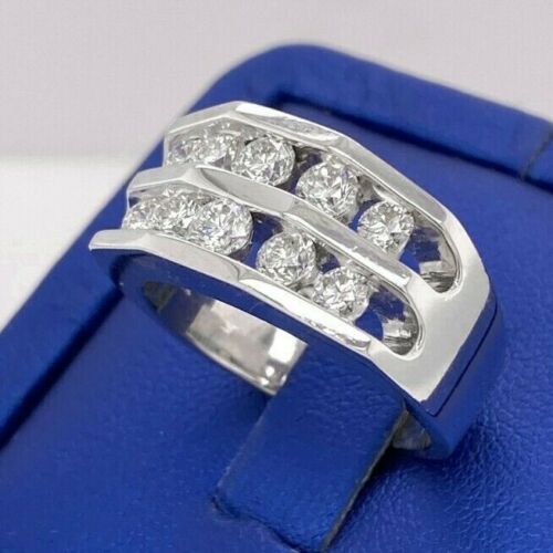 14k White Gold 1.50 CT Diamond Men's Band, 13.7gm, Size 9.5