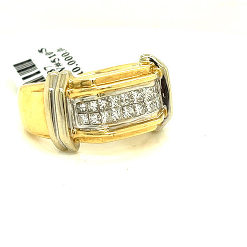 14K Two Tone Gold 1.00 CT Diamond Men's Wedding Band, 19g, Size 10.5