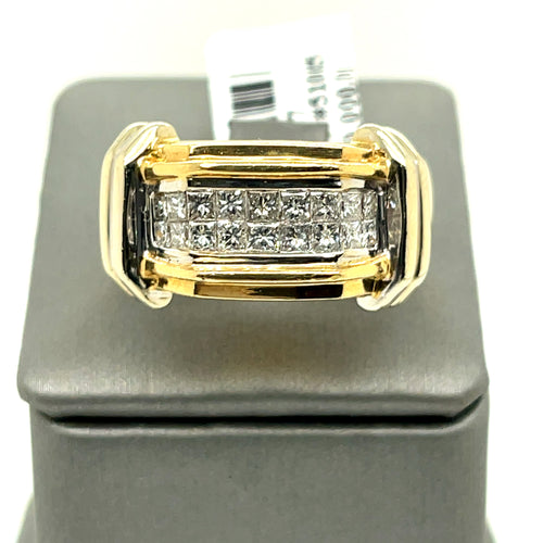 14K Two Tone Gold 1.00 CT Diamond Men's Wedding Band, 19g, Size 10.5